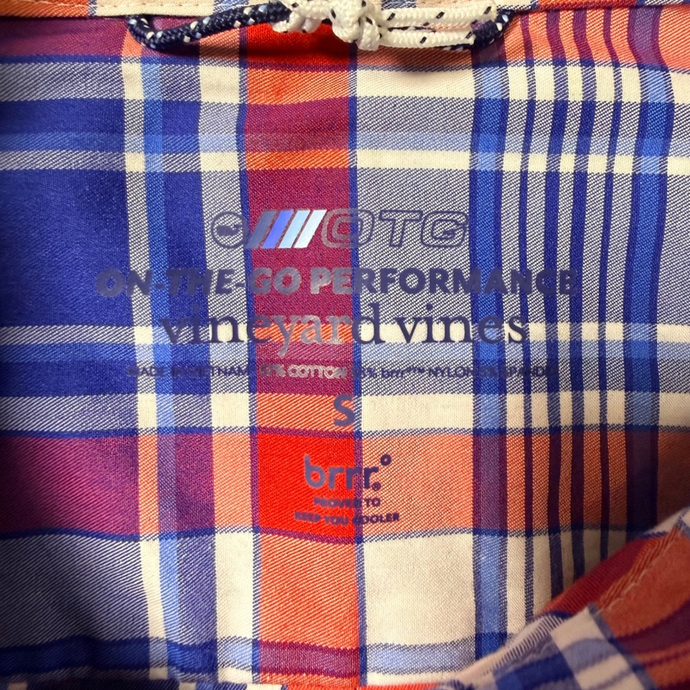 Vineyard Vines brrr Performance Shirt Men's Small Plaid OTG Fishing NEW - Picture 3 of 11